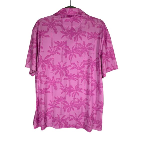 Chubbies Pink Palm Tree Polo Shirt Men’s Medium Tropical Short Sleeve Stretch - Picture 2 of 8